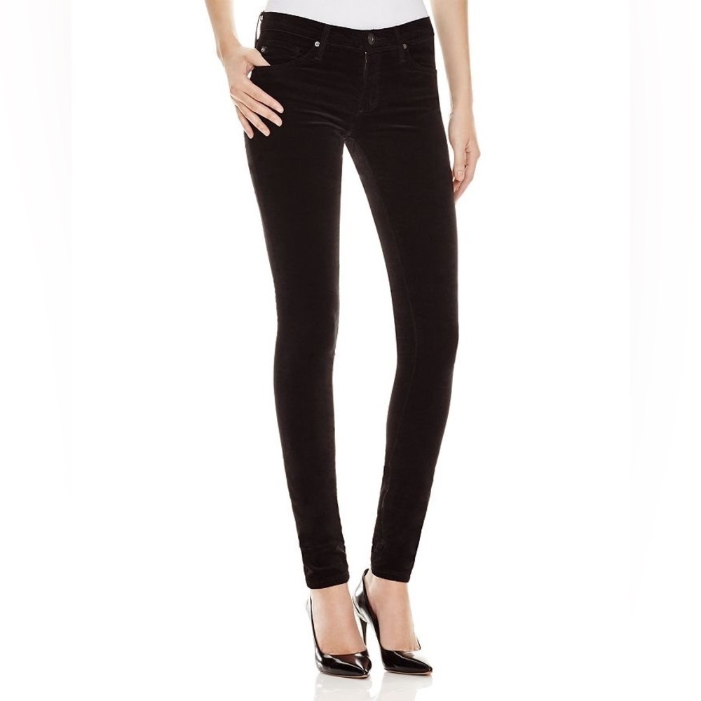 AG jeans size 26 Super Skinny Velvet Jeans in Super Black low rise y2k